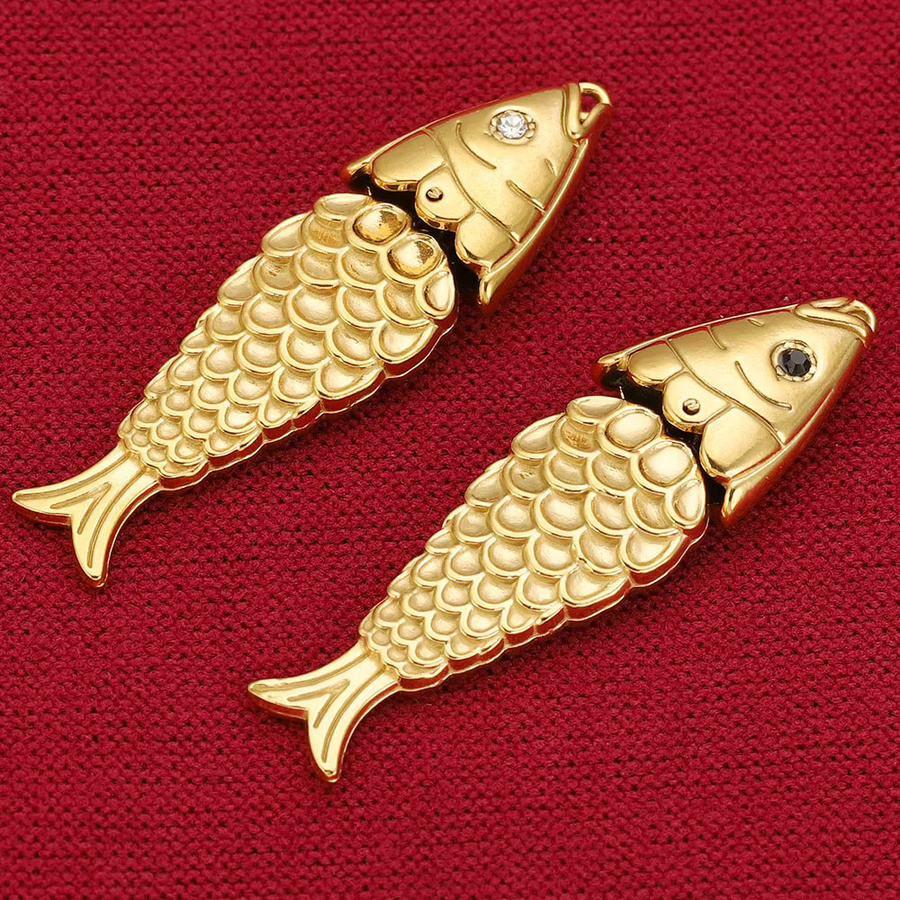 Alisaya Fisch-Anhänger, Edelstahl, Gold, 5 cm - Bild 3