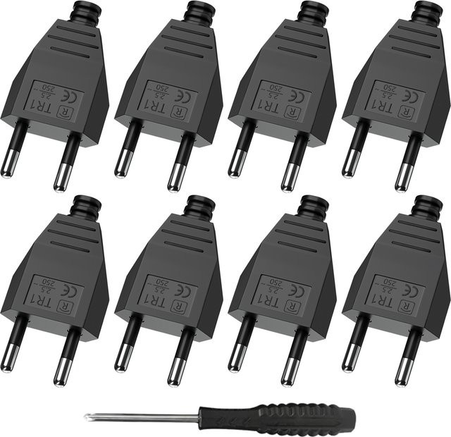 HITRENDS EU Stecker Adapter Set Männlich Weiblich Schuko Netzbuchse Schwarz - Bild 1
