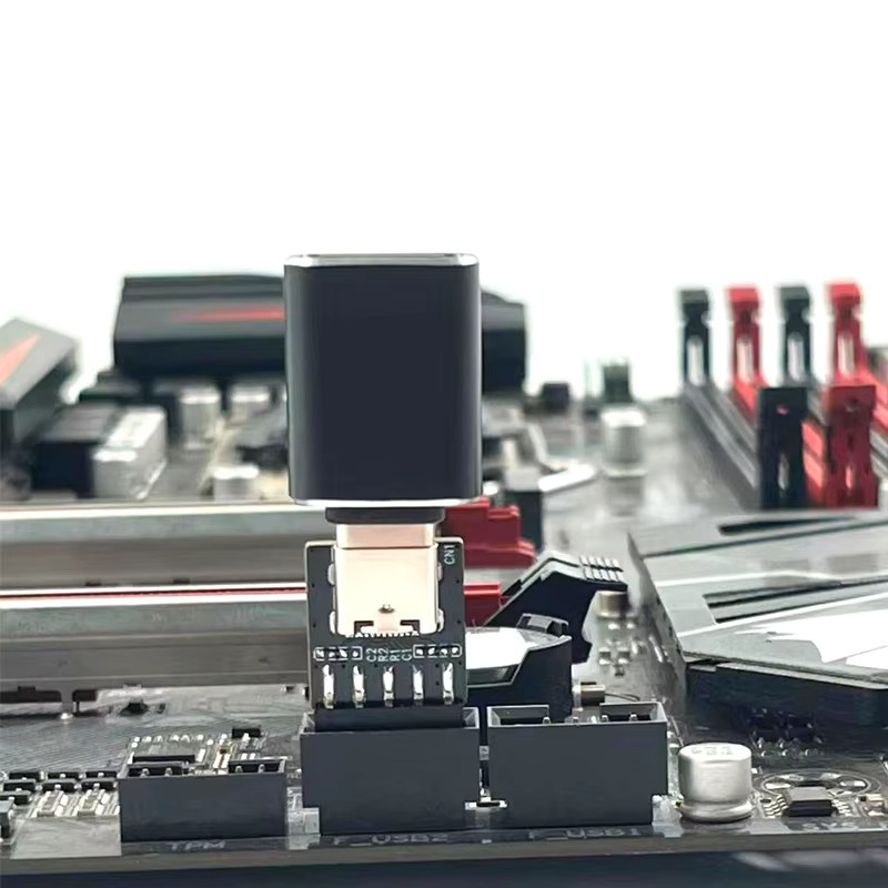RGeek USB-C-Adapter Riser-Karte: USB 2.0 9/10-Pin Interner Motherboard-Anschluss auf USB-C Typ-Konverter für Desktop-PC, Schwarz - Bild 4