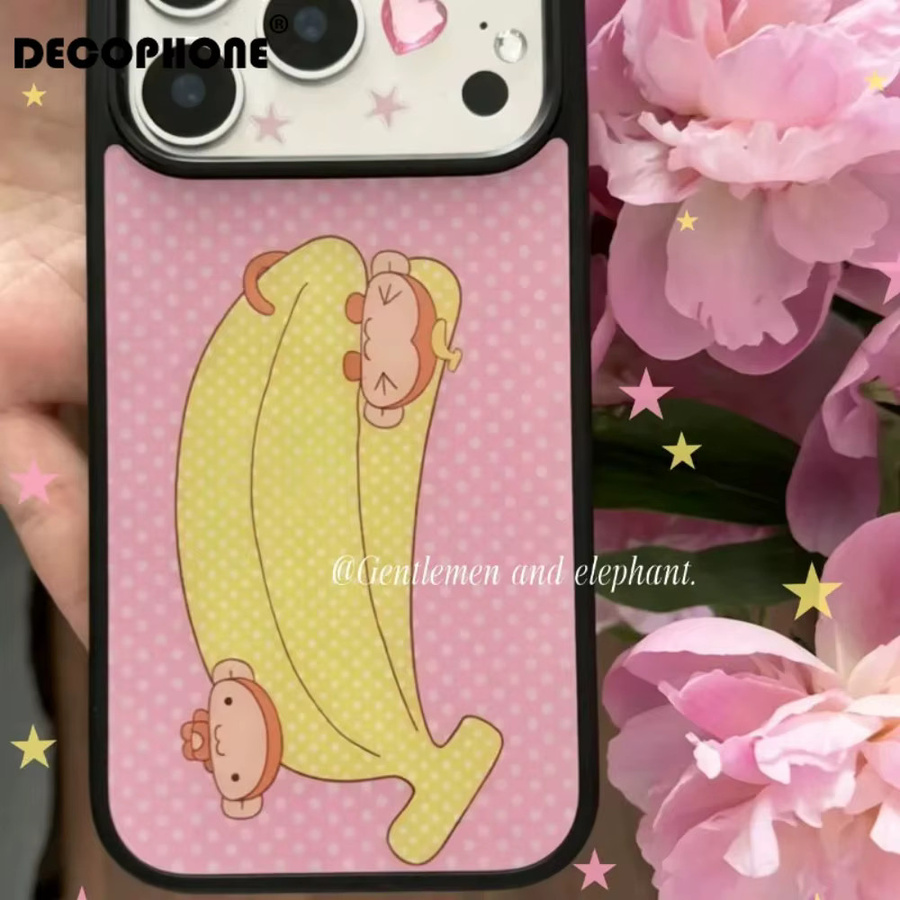 DecoPhone Handyhülle Pink Wave Dot Banana Monkey für iPhone 17 Air 16 E 15 14 Plus 13 12 11 Pro Max Stoßfeste Matte Rückabdeckung - Bild 3