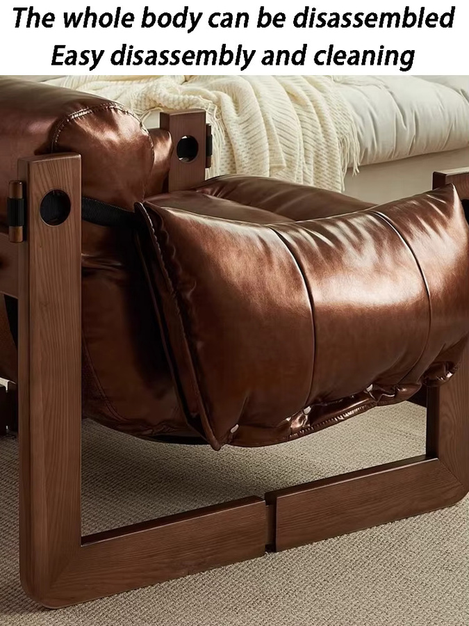 Moderner Lounge Sessel aus Leder von Oeny mit Armlehnen für dein Wohnzimmer in Schwarz oder Braun - Bild 3