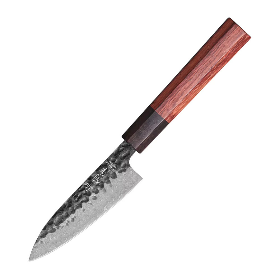 HUAYIGRAND Japanisches Schälmesser aus 67-Lagen-Damaszener-Stahl mit Holzgriff in Braun, 10,16 cm - Bild 6