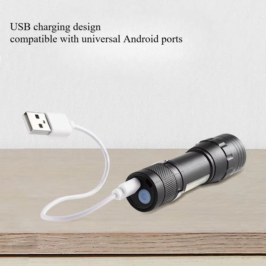 Heinast Mini COB LED Taschenlampe wiederaufladbar mit Zoom und Stift-Clip, taktische wasserdichte Notfall-Taschenlampe für Outdoor und Camping - Bild 3