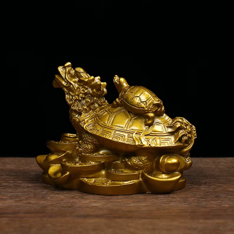 JETTING Feng Shui Drache-Schildkröte Statue in Gold für Glück und Reichtum - Bild 2