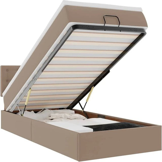vidaXL Ottoman-Bett mit Matratze in Cappuccino-Braun aus Kunstleder, B/T/H: 100 x 200 x 88 cm - Bild 1