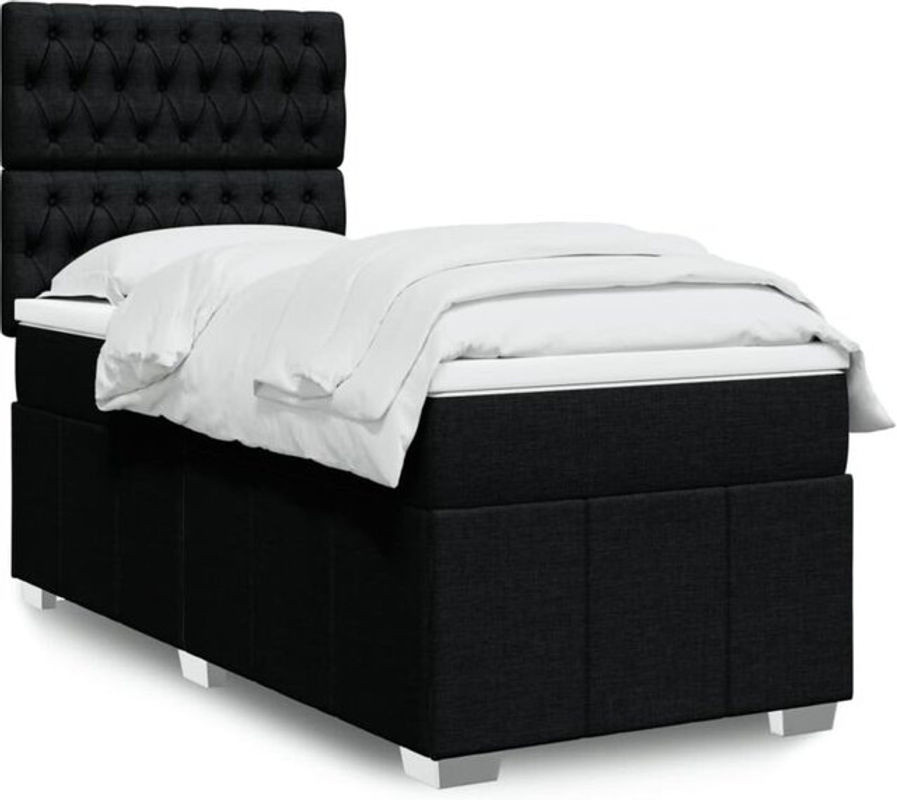 vidaxl Boxspringbett mit Matratze aus Stoff in Schwarz B/T/H: 100 x 200 x 140,5 cm - Bild 1