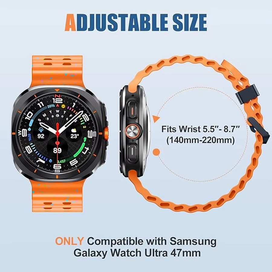 CAOWTAN Uhrenarmband Silikon, Schwarz, Unisex, Samsung Galaxy Watch Ultra 47mm - Bild 3