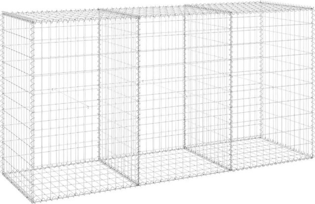 vidaXL Gabionenwand mit Abdeckung aus verzinktem Stahl in Silber, B/H/T: 200 x 100 x 60 cm - Bild 1