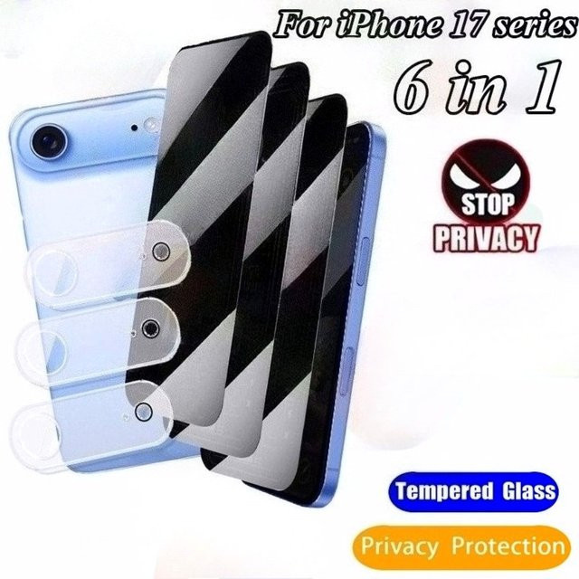 DIXSG 6-in-1 Sichtschutz aus gehärtetem Glas für iPhone 17 16 15 14 13 12 Kameraobjektivschutz transparent - Bild 1