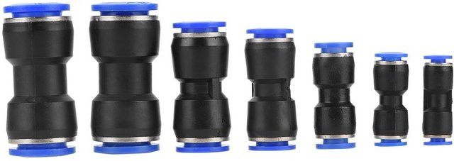 Neoglint 35er Set Pneumatische Luftschlauch-Stecker Gerade Quick Fittings aus Kunststoff in Blau und Schwarz, Durchmesser: 4 mm, 6 mm, 8 mm, 10 mm, 12 mm, 14 mm, 16 mm - Bild 1