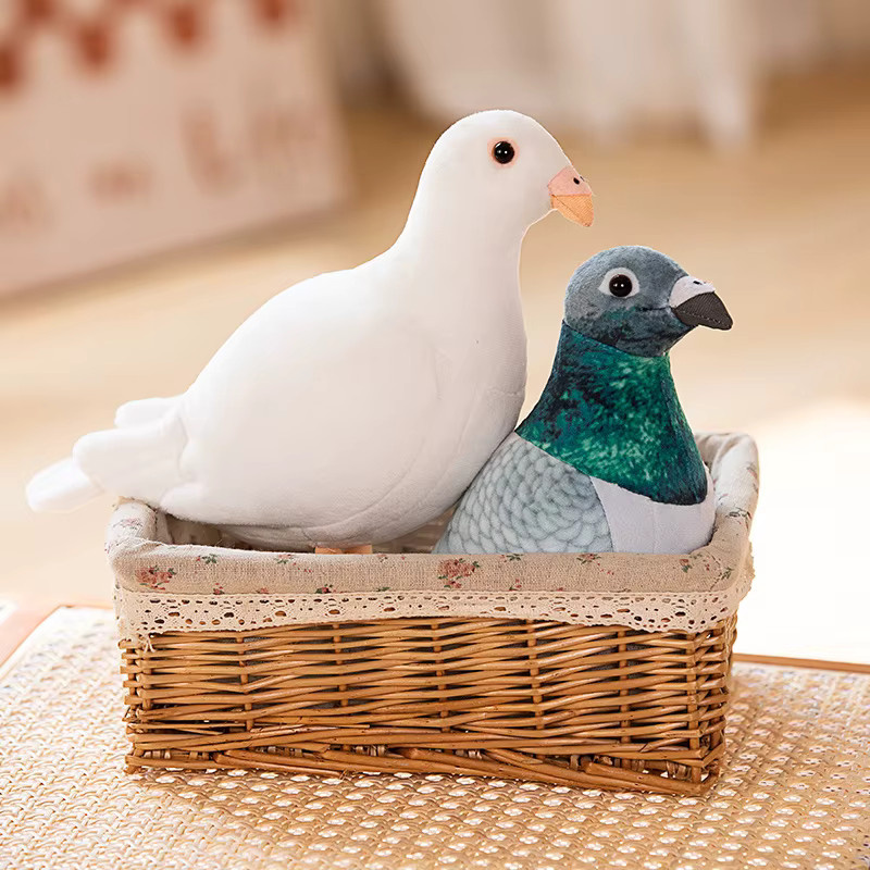 pangcangshu Vogel Plüschtiere, Taube, Elster, Stofftier Puppe, Weiß Grün - Bild 3