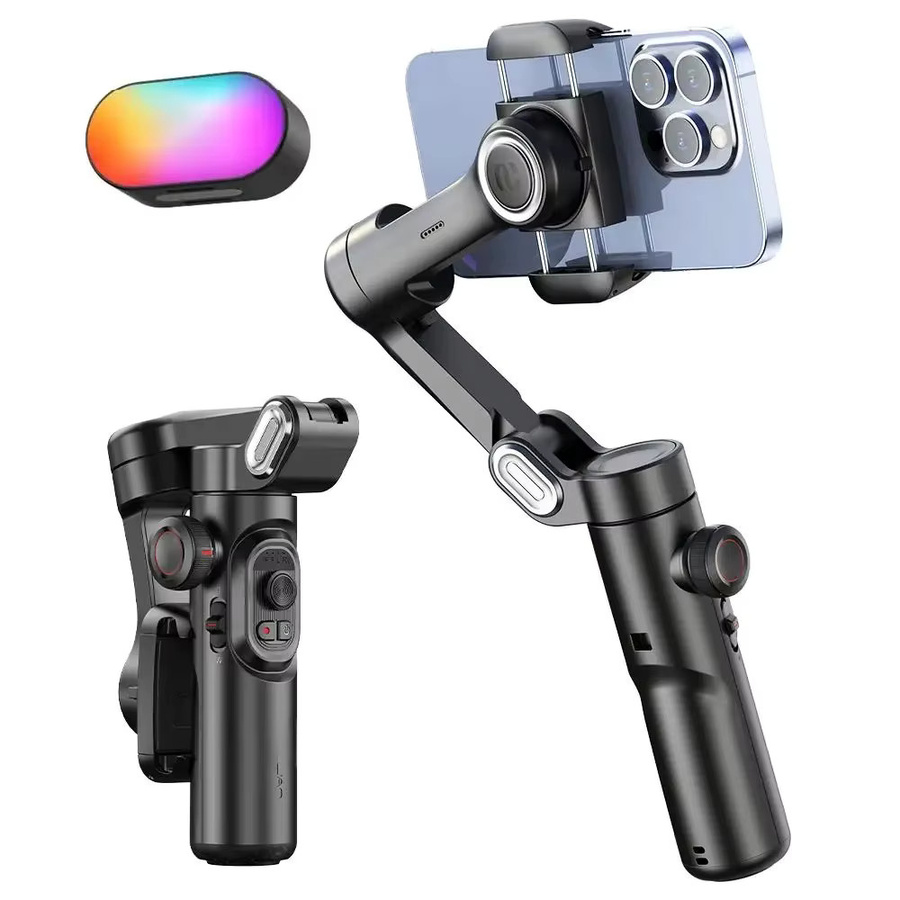 AOCHUAN XE 3-Achsen Smartphone Gimbal Stabilisator mit Face Tracking und Fülllicht für iPhone und Android in Schwarz - Bild 1