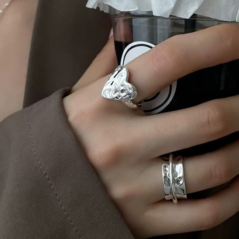 PANJBJ Offener Fingerring, 925 Silber, Herz, Damen - Bild 3