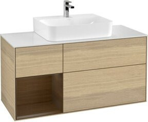 V&B Waschtischunterschrank Finion in Weiß mit Eichen-Dekor, Breite: 120 cm, Tiefe: 50,1 cm, Höhe: 50,1 cm - Bild 1