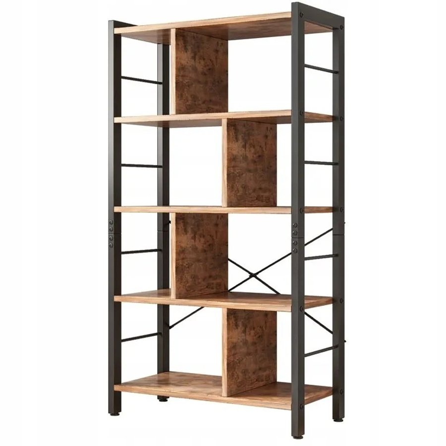 Rebiko Leiterregal im Loft-Design aus MDF und Metall, Braun, Höhe: 154,5 cm - Bild 2
