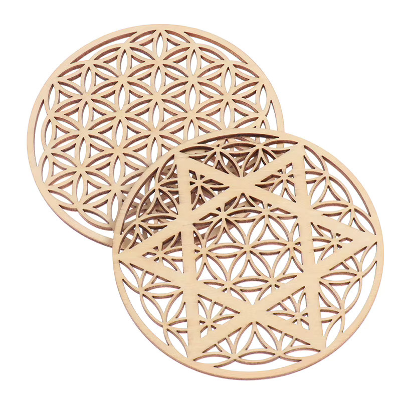 JETTING Chakra Blume Untersetzer aus Naturholz, braun, Durchmesser: 10 cm - Bild 1