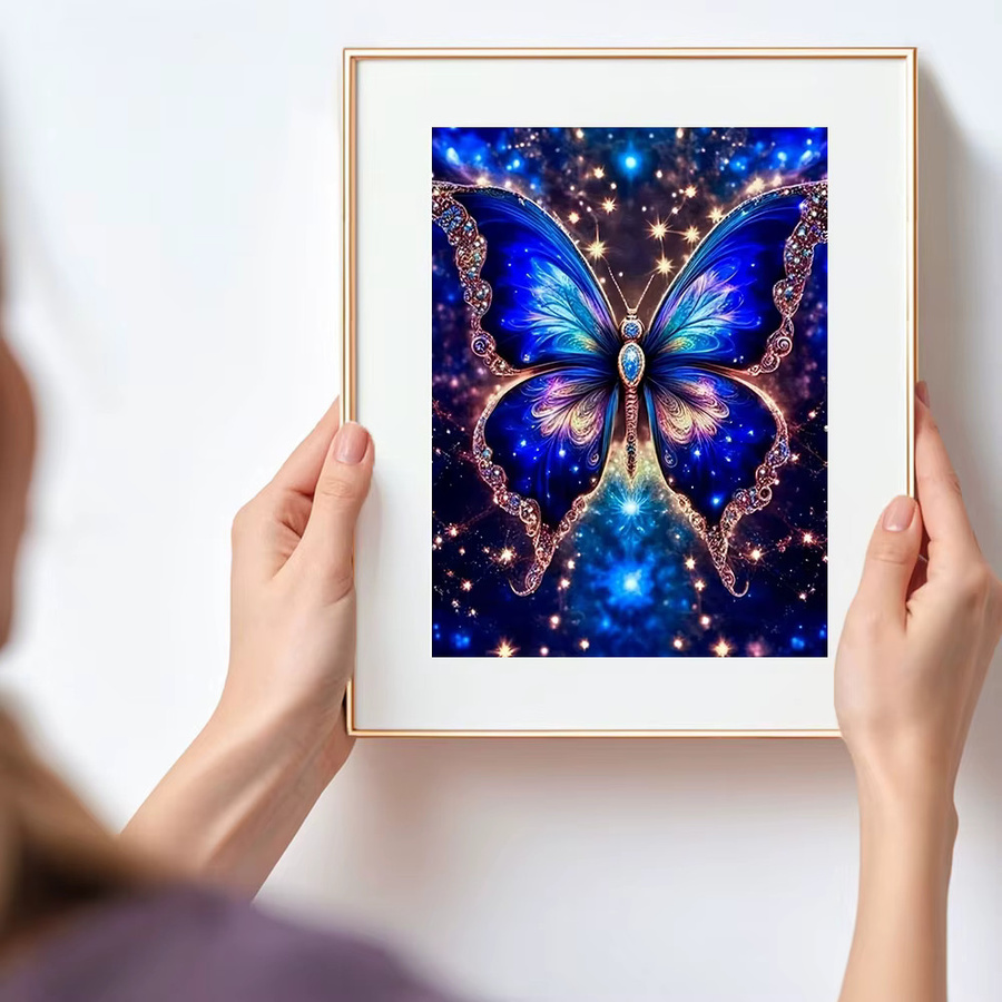Huacan Diamantgemälde Blauer Schmetterling als Diamantmosaik Tier-Komplettset mit Leinwand B: 30,0 cm, H: 20,0 cm, T: 20,0 cm - Bild 3