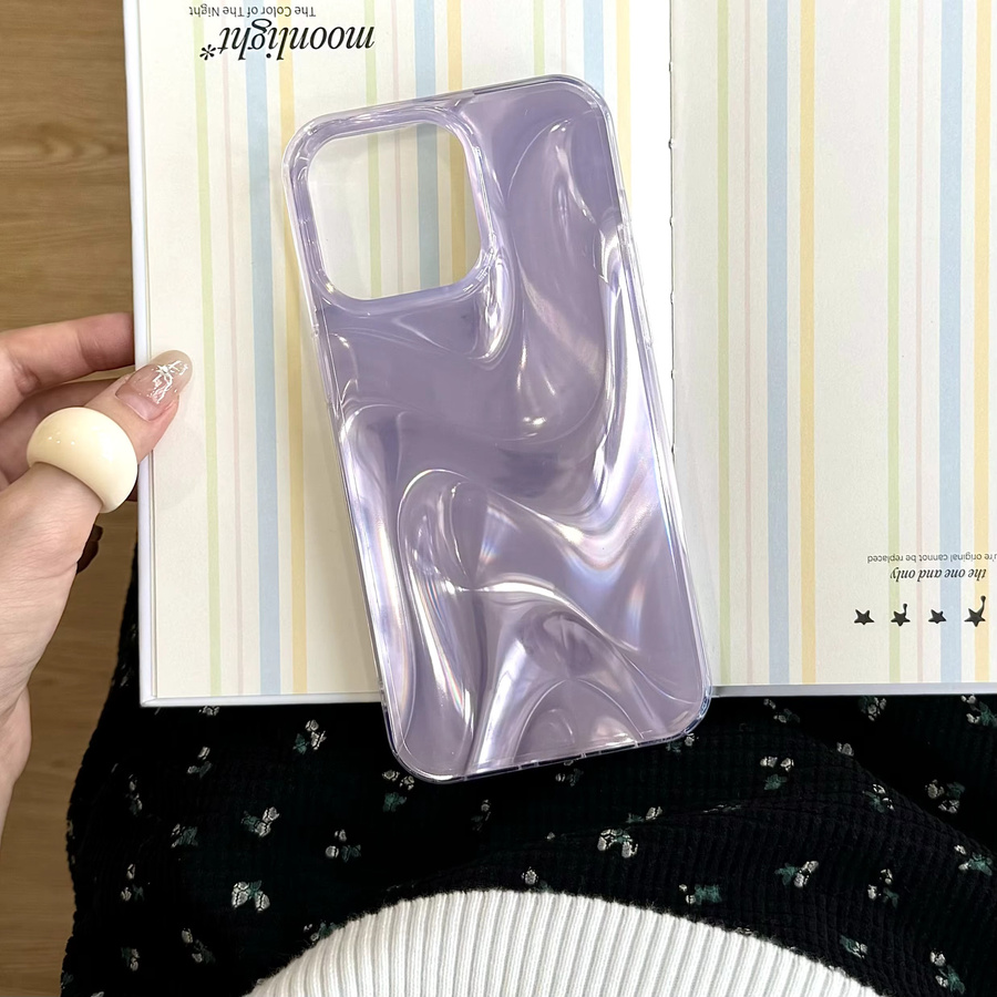 TROPLET Handyhülle mit Taro-Lila-Farbverlauf und schillernder Wellenstruktur für iPhone 16, 15, 14, 13 Pro Max - Bild 2