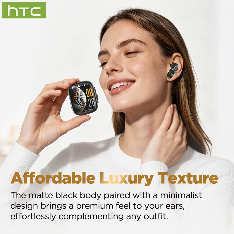 HTC NE72 TWS KI-Übersetzungs-Ohrhörer mit Bluetooth 6.0 und Smart-Touchscreen in Gold - Bild 2