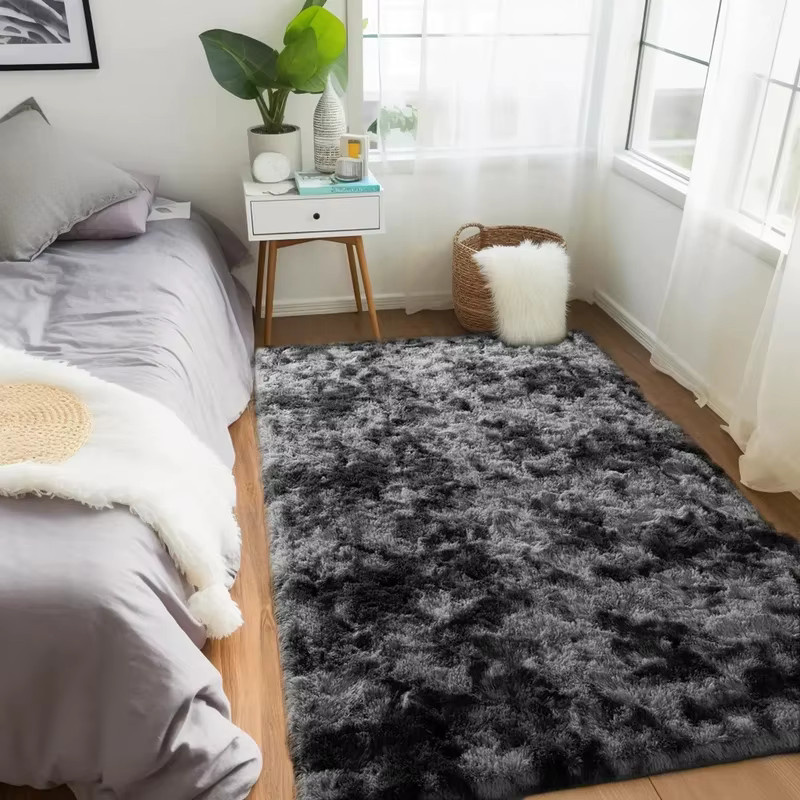VIKAMA Minimalistischer Plüsch-Wohnzimmerteppich in Grau, weiche Bodenmatte für Kinderzimmer und Wohnzimmer - Bild 3