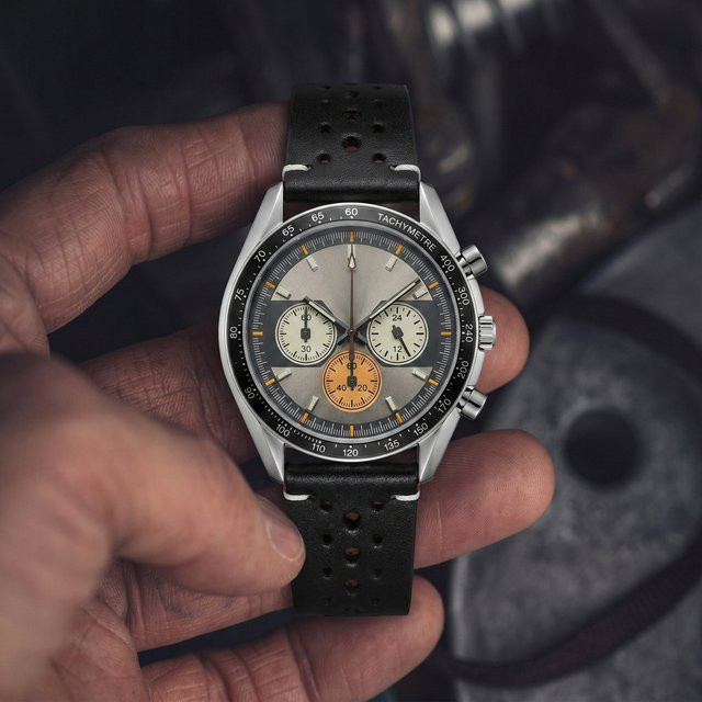 CILOA Herren-Armbanduhr, Quarz, Edelstahl, Leder, Silber - Bild 1