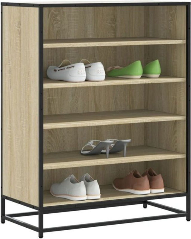 VIDAXL Schuhschrank Sonoma Eiche Natur in Braun im Industrial Design aus Holzwerkstoff und Metall, B/T/H: 75 x 38 x 97,5 cm - Bild 1