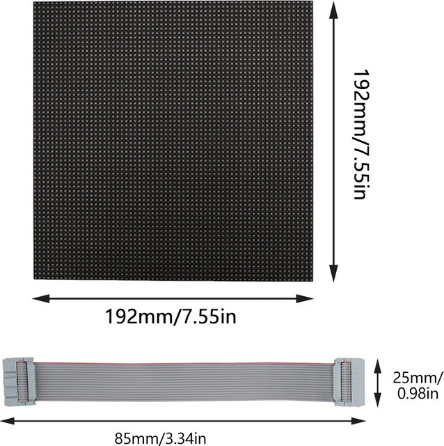OEMG LED-Matrix-Panel RGB Innenanzeige P3 Programmierbares Vollfarb-Bildschirmmodul Hub75 Schwarz B: 192 mm, H: 192 mm - Bild 1