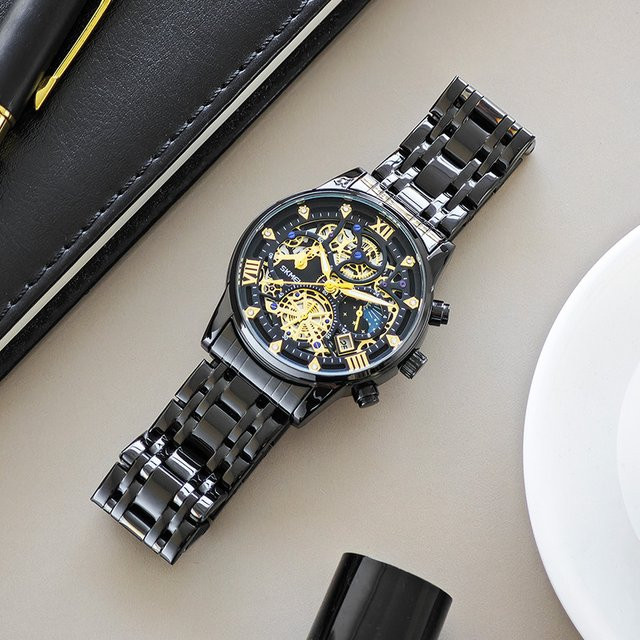 SKMEI Armbanduhr Edelstahl, Quarz, Schwarz, Herren - Bild 1