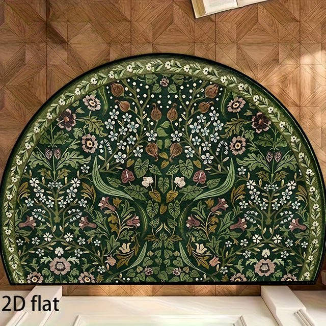 VIKAMA Vintage-Blumen-Halbkreis-Fußmatte für Innen und Außen, wetterfest, B/T: 60 x 40 cm - Bild 1