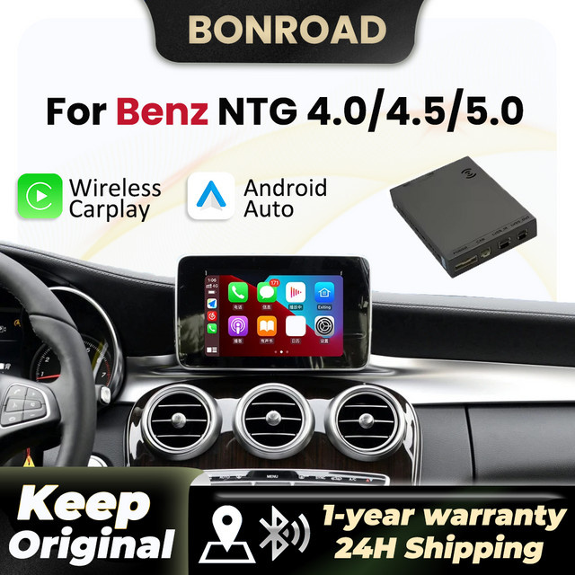BONROAD Wireless CarPlay und Android Auto Decoder für Mercedes Benz NTG 4.0 NTG 4.5 NTG 5.0 mit Bluetooth und Mirror Link in Schwarz - Bild 1