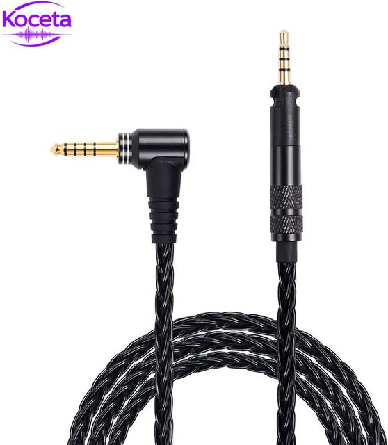 Koceta Ersatz-Headset-Kabel mit 3,5 mm Klinkenstecker aus versilbertem Kupfer in Schwarz für Sennheiser HD598 HD560S HD558 HD518 HD599 sowie Audio-Technica M50x M40x M70x M60x - Bild 1