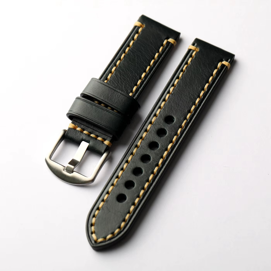 Raystray Uhrenarmband Echtleder, Schwarz, Unisex - Bild 3