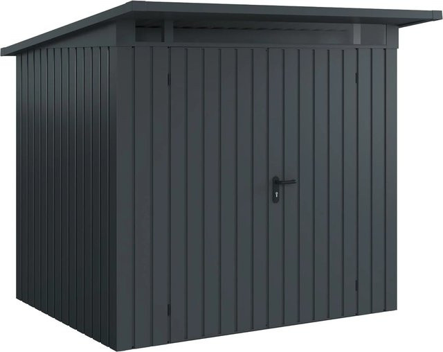 EcoStar Gerätehaus Euroline Pultdach in Anthrazitgrau mit 2 Türen, B: 229 cm x T: 214 cm - Bild 1