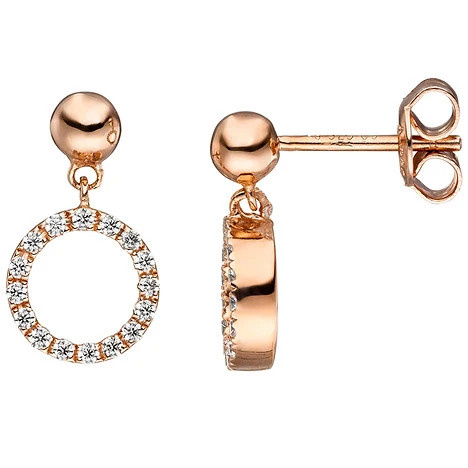 Colfem Ohrhänger 925 Silber, Roségold vergoldet, Zirkonia, Unisex - Bild 1