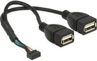 Delock USB 2.0 Y-Kabel mit 10 Pin Header auf 2x USB-A Buchse in Schwarz - Bild 1