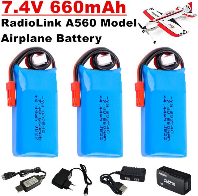 RadioLink A560 LiPo Akku 7,4 V 660 mAh 2S mit JST Anschluss in Blau - Bild 1