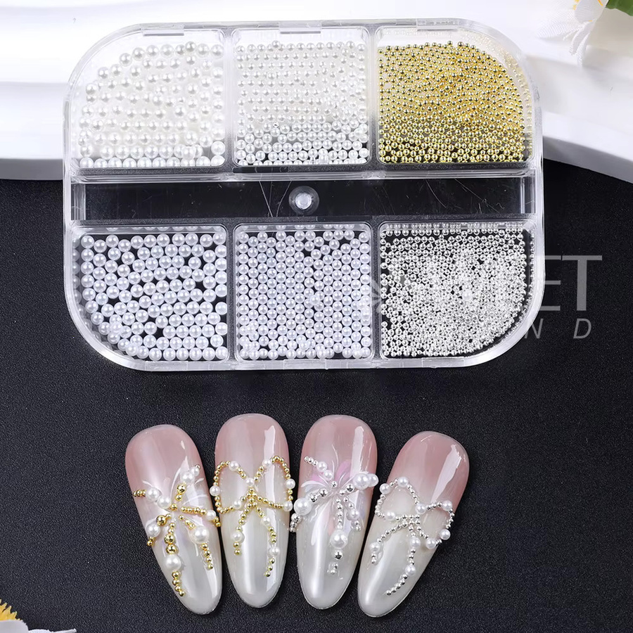 SWEET TREND Nail Art Charms, Weiße Perlen, Glänzend, Unisex - Bild 5