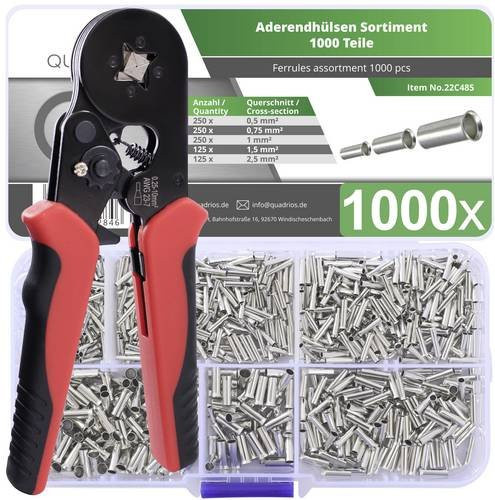Quadrios 23T034 Aderendhülsen-Sortiment unisoliert in Silber und Messing, 1 Set - Bild 1