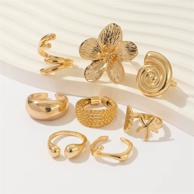 RINHOO FRIENDSHIP Gelenkring Set, 8-teilig, Gold, Vintage, Damen - Bild 3