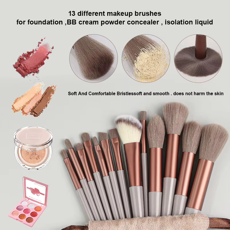 RUNTOIN Make-Up Pinsel Set, 13 Stück, Damen - Bild 3