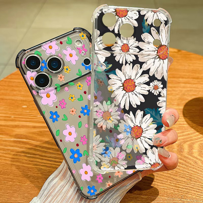 MOESOE Handyhülle mit Blumenmuster für iPhone 17 16 15 14 13 12 11 Pro Max, stoßfeste transparente TPU Schutzhülle mit Kartensteckplatz - Bild 2