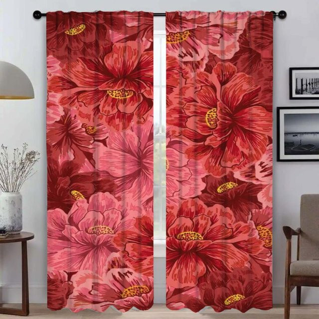 Moderne Wohnzimmergardinen mit Kamera-Gemälde-Design von Household supplies MH, 2 Paneele, Farbe: Rot, Breite: 60 cm, Höhe: 90 cm - Bild 1