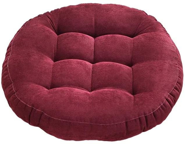 Getuftetes rundes Bodenkissen aus Polyester in Rot für Yoga und Meditation, Durchmesser: 42 cm - Bild 1