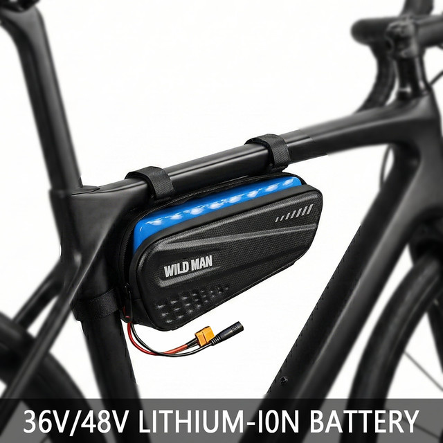 Reoaoone Hochleistungs-Lithium-Ionen-Akku im Dreiecksgehäuse für 250-500W Motoren, 48V/36V, Schwarz - Bild 1