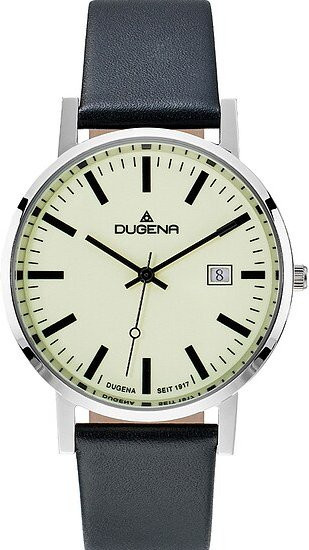 Dugena Armbanduhr, Quarz, Edelstahl, Leder, Schwarz, Herren - Bild 1