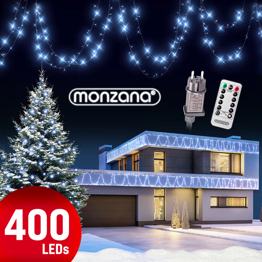 Monzana LED Weihnachts-Lichterkette in Kaltweiß mit Fernbedienung, Timer und Dimmfunktion, 40 m Länge, IP44 wetterfest für Innen- und Außenbereich - Bild 2
