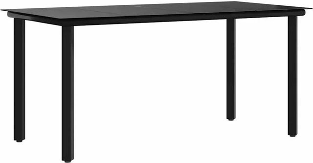 Furnicato Garten-Esstisch aus Stahl und Hartglas in Schwarz, B/T/H: 160 x 80 x 74 cm - Bild 1