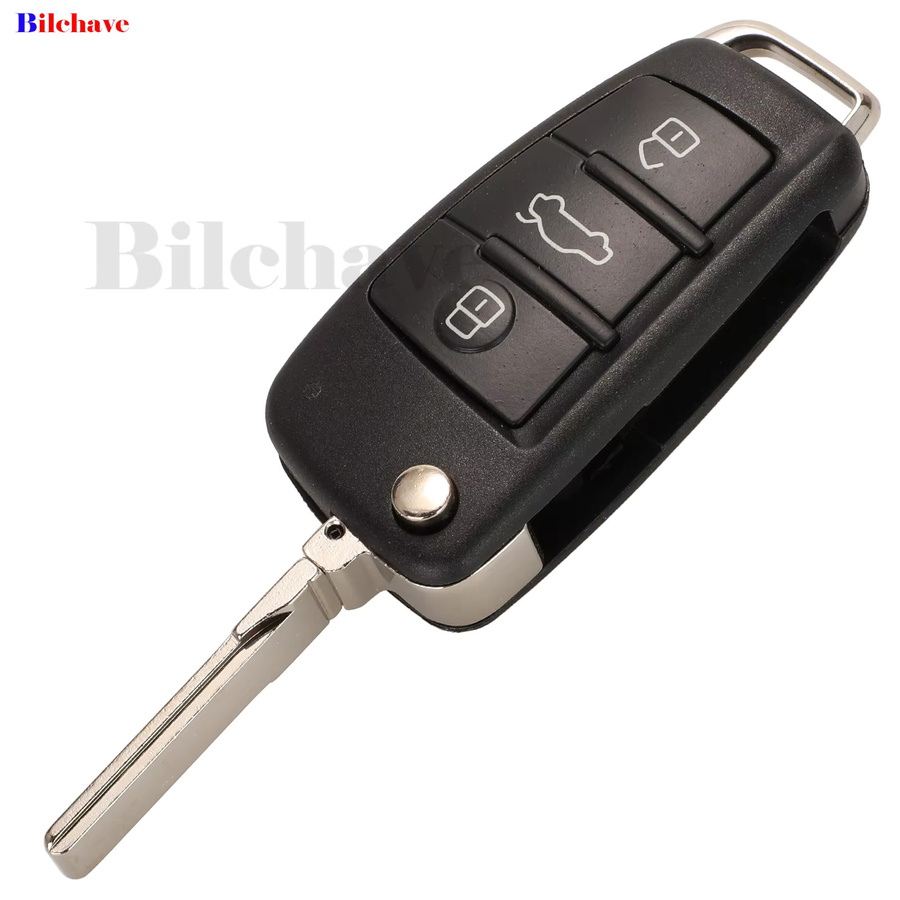 Jingyuqin Auto Fernbedienung Schlüssel Fob mit ID48 Chip und HU66 Klinge für Audi Q3 Q7 A1 A3 A4 A5 S1, 433MHz, Schwarz - Bild 2
