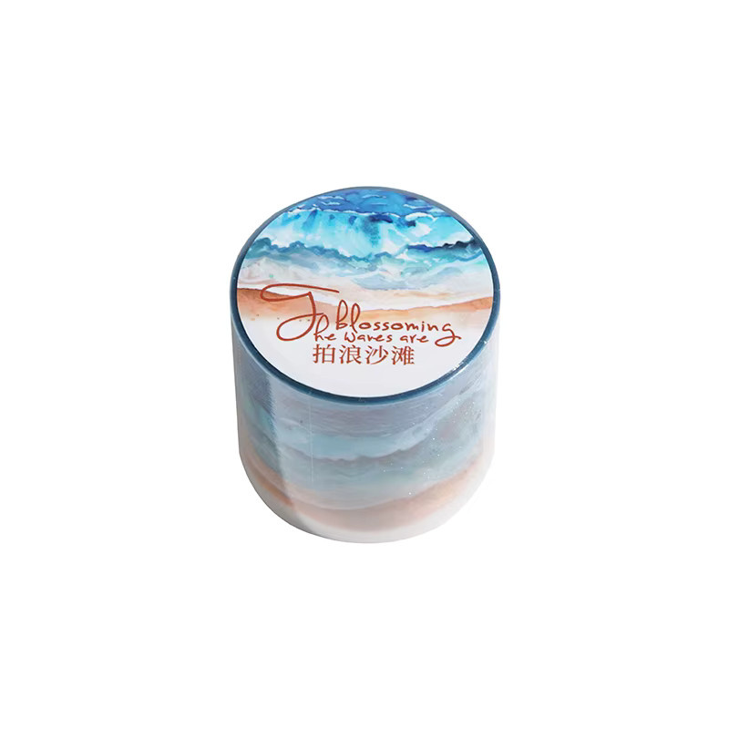 6er Set Washi Tape mit Ozean-Wellen-Motiv in Blau, Breite: 40 mm, Länge: 200 cm pro Rolle, Scrapbooking Material für Tagebuch und Album - Bild 2