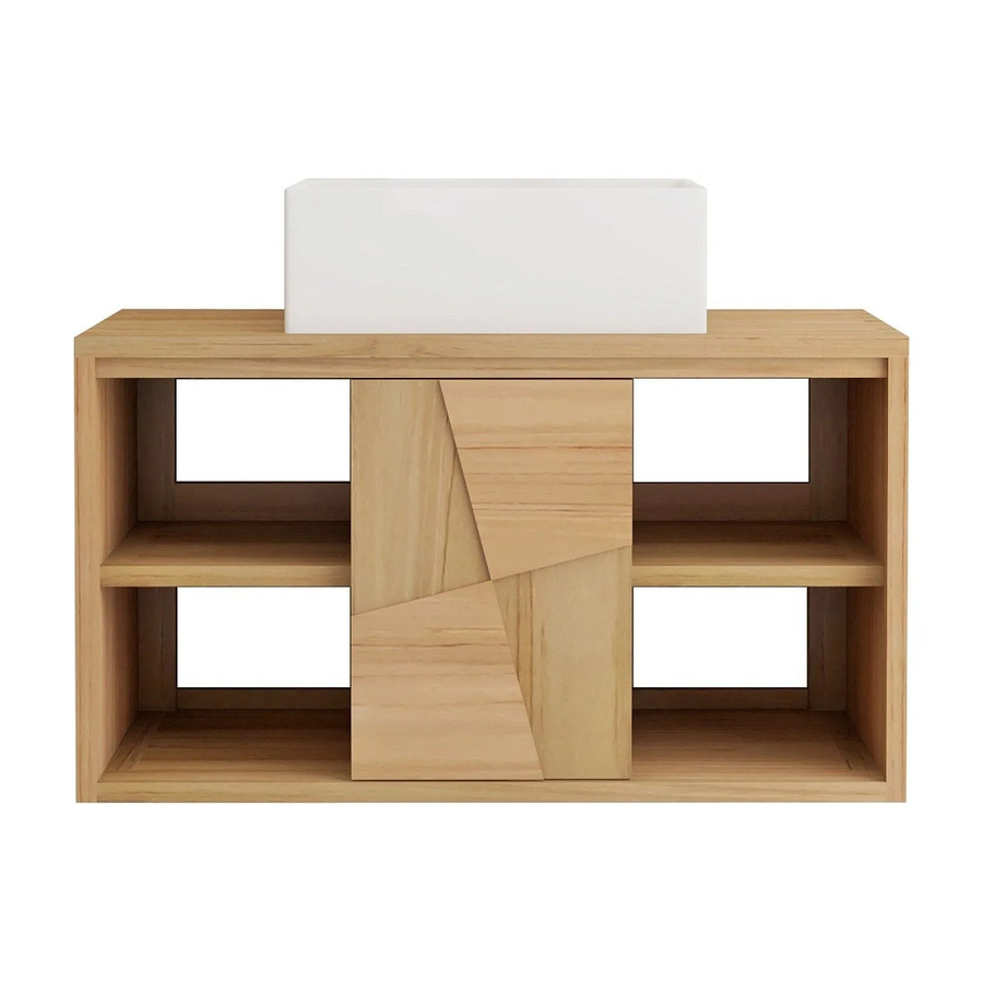Vente-unique Einzelwaschtisch Sumbawa aus Teakholz Massivholz in Naturfarben Hell Breite: 80 cm - Bild 2